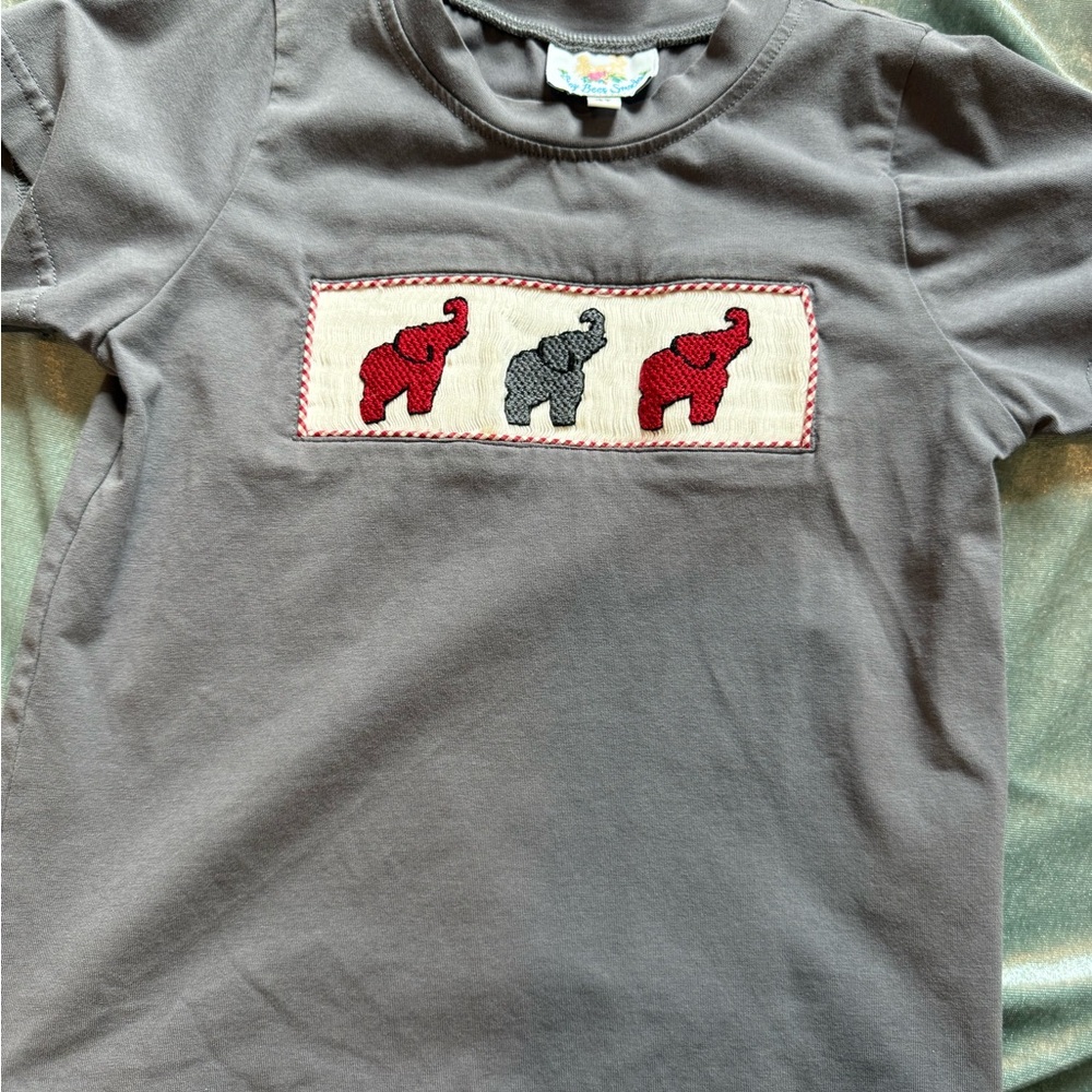 Gray Kids smocked Elephant T-Shirt